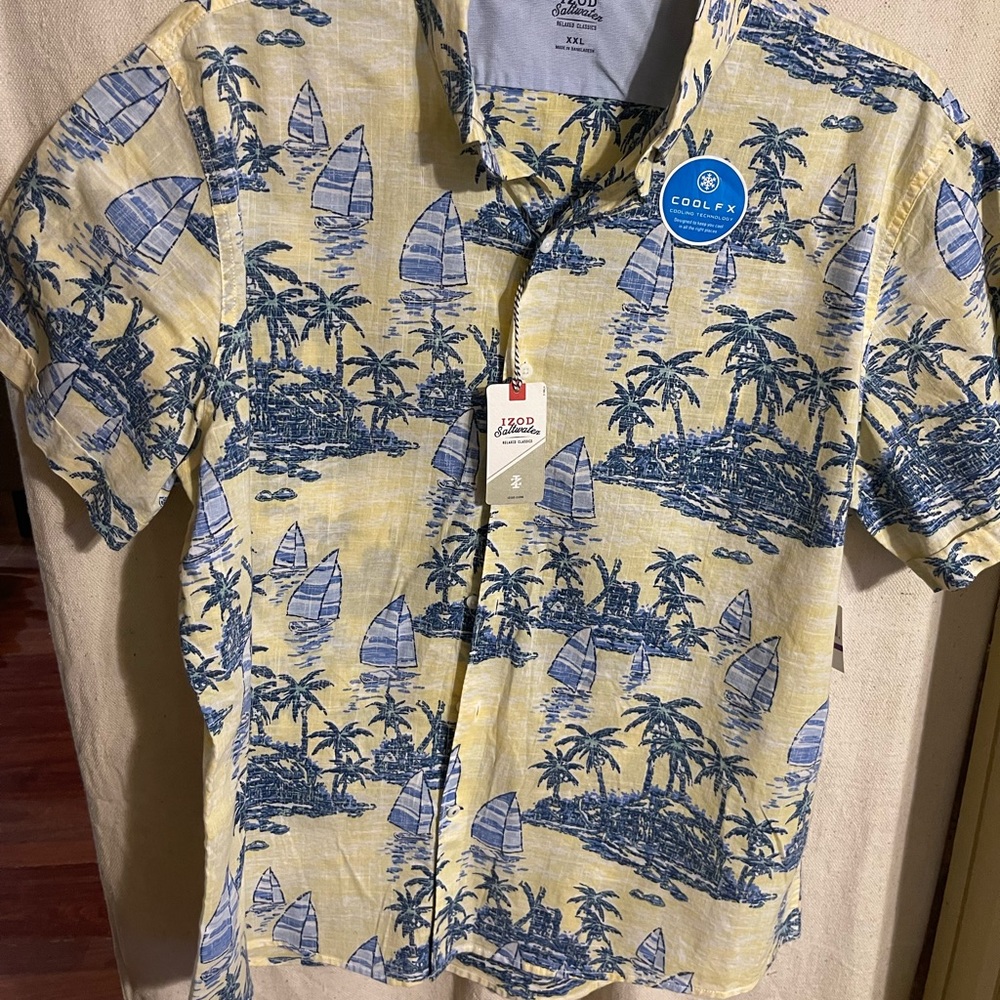 NEW WT Izod saltwater classic button down shirt 2XL